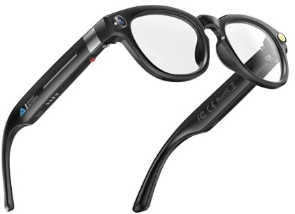 Tosuny Smarta Glasögon med Kamera, AI-översättningsglas, 4K-videoinspelningskameraglasögon med Brusreducerande Mikrofon, Touch Control, Open Ear Audio, för Resor, Cykling