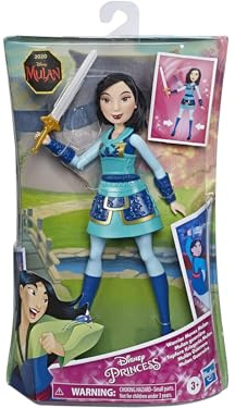 Hasbro Disney Prinzessinnen Tapfere Kriegerin Mulan mit Schwert-Action, Mulan Puppe im Krieger-Outfit, Spielzeug für Kinder E8628