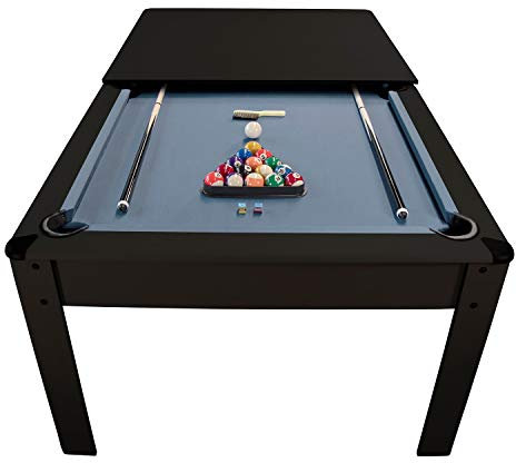 Billard Américain Harmony 6Ft - 206,5 x 116,5 x 80 cm avec Accessoires et Plateau dînatoire - Couleur Ebène (Noir) et Tapis Gris
