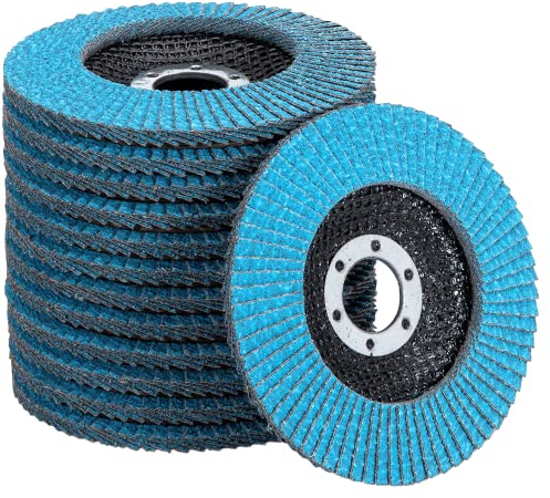 Fd-Workstuff Discos abrasivos de abanico prémium Z-Coat, 10 unidades, diámetro de 125 mm, grano 120, para metal, acero y madera, corindón de circonio, recubierto, discos abrasivos, discos de láminas