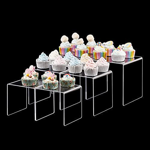 CECOLIC 2 Set Espositore Alzata in Acrilico Trasparente, Espositore Alzata in Acrilico per Pops Figure, Gioielli, Caramelle, Cupcake, Dessert (12,7 x 15,2 x 17,8 cm)