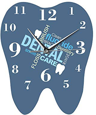 yuandd Dental Words Orologio da parete a forma di dente Orologio da parete dentista Decorativo Clinica Ornamento Regalo del chirurgo