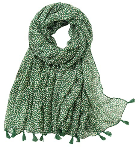 MAIRY Scarves for Women UK Summer Scarf Long Large Fashion Evening Wraps and Shawls Green Pattern Lightweight Stole Wrap Snood Scarfs M228