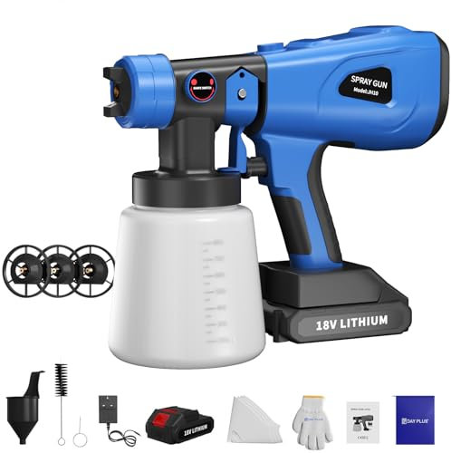 Hvlp Pistolet à Peinture sans Fil 800 ML avec 3 Modes de Peinture avec Batterie 1x1.5ah et Chargeur pour la Peinture de plafonds, clôtures et Murs