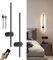 Battery Operated Wall Lights Indoor, USB-C Rechargeable Wall Light with Remote Control, 60CM Black, Dimmable Wireless LED Wall Lamps with Switch, 360° Free Rotation Modern Wall Sconces, 2 Pack