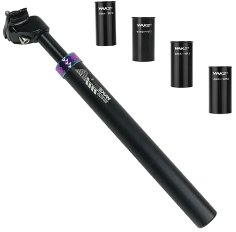 FOMTOR Sattelstütze 27,2X 350mm Federsattelstütze, mit Sattelstützen Adapter 28,6/30,4/30,9/31,6mm Universalsatz, Shock Absorber Fahrrad Sattelstütze für MTB Road Bike BMX