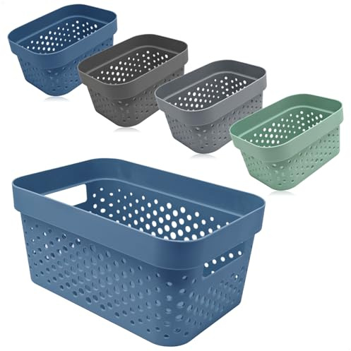 com-four® Juego de cestas de Almacenamiento de 5 Piezas - cestas Decorativas - Cajas de plástico para cosméticos, Juguetes y Productos - organizadores [la selección varía] (Mix - 5 Piezas)