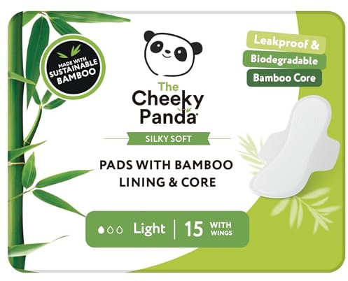 The Cheeky Panda Organic Sanitary Towels for Women – Light Flow – 15 Organic Pads Per Pack - with Bamboo Pads and Core