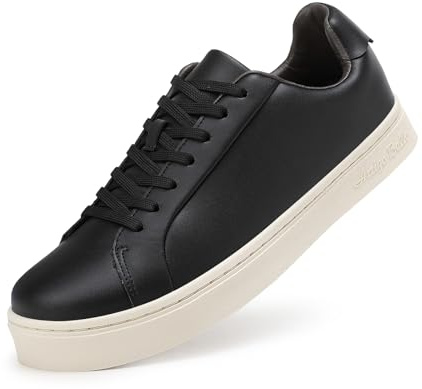 Sneakers Uomo Scarpe Casual in Pelle Scarpe da Ginnastica Passeggio Skateboard Business Nero 45
