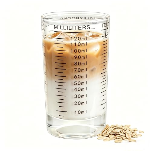 Measuring Cup Shot Glass - 120ML/4OZ Heavy Duty Glass with Accurate Black Scales - Red, for Espresso, Cocktails & Kitchen Ingredients | NLnnmuzh-1Pack (Black line)