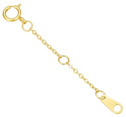 10K Yellow Gold 1/2/3/4 Necklace Extender Chain with Spring Clasp, 10K Gold Necklace Extender Bracelet Anklet Extension Chain, Bracelet Extender 10K Gold (Style 2-1chain=2x0.5)
