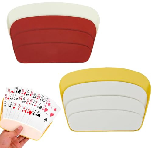 LEPZUR 2 Pezzi Porta Carte da Gioco Supporto di Carte da Poker in Plastica Porta Carte per Anziani Adulti Disabili Mani Libere