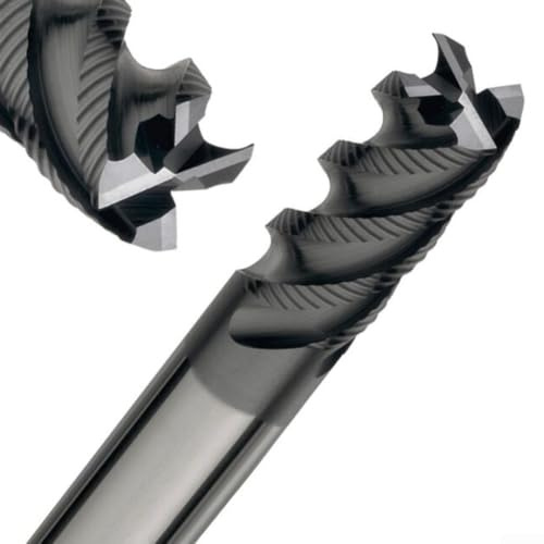 Fraise à ébaucher 4 dents en carbure massif avec revêtement AlTiN pour HPC, compatible avec les fraiseuses manuelles et CNC travaillant sur différents types de métaux (12 mm)