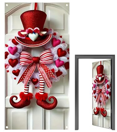 Corona Decorativa de San Valentín | Cartel Romántico en Forma de Corazón 180x90 cm,Pancarta Decorativa San Valentín - para Puerta Principal Porche Ventana Casa y Apartamento