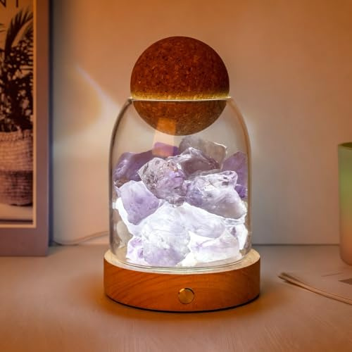 Maimeili Salt kristall sänglampa naturlig aromdiffusor USB-port 3 dimbara färglägen dekoration för sovrum, kontor, spa wellness och avkoppling