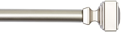 Amazon Basics Barra de Cortina Extensible con remates Cuadrados, diámetro 19 mm, de 183 a 366 cm, Color níquel