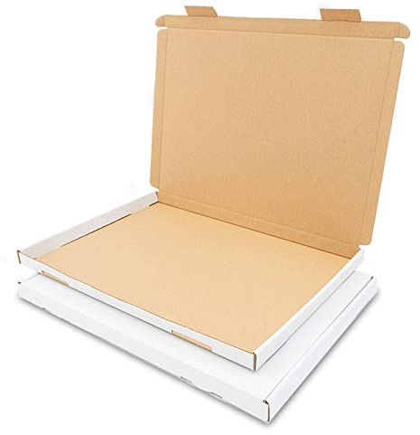 Förpackning stora brevlådor 350 x 250 x 20 mm stor brevkartong GB-2 DIN A4 B4 för varuförsändelser (innermått 340 x 245 x 17 mm) DHL GLS DPD vit fraktkartong bokförsändelse brev (200 stycken)