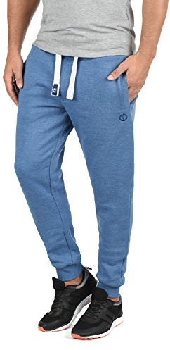 !Solid SDBenn Herren Sweatpants Jogginghose Sporthose mit Fleece-Innenseite Kordelzug Label-Details Baumwollmischung Regular fit, Größe:M, Farbe:Faded Blue Melange (1542M)