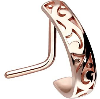 PIERCINGLINE Chirurgenstahl Nasenpiercing orientalisches Design Piercing Nase Stecker Roségoldfarben