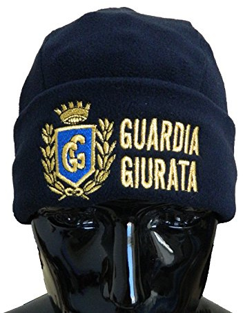 ALGI Cappello Tondo Blu in Pile Antipilling Guardia GIURATA Oro con Alloro Celeste