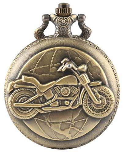 CokinkiDs Orologio da taschino da uomo, con incisione, regalo per testimone, usero, sposo, bomboniere, compleanno, San Valentino, laurea, festa del papà, Motocicletta, Retrò