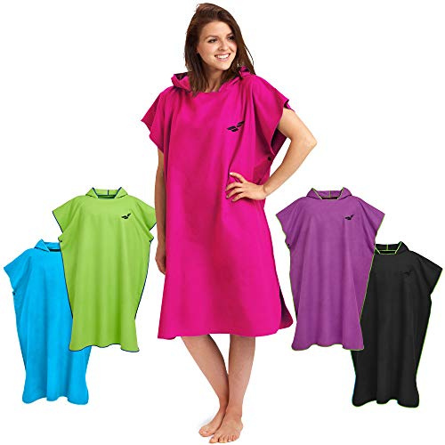 Fit-Flip Poncho de Plage Microfibre pour se Changer – Serviette Cabine pour Piscine Adulte et la Natation – de Bain Femme et Homme, Le Surf et la Plage – Taille: M, Rose