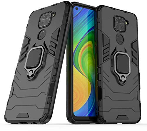 Max Power Digital Funda para móvil Xiaomi Redmi Note 9 Carcasa Magnética con Anillo Imán Híbrida Antigolpes Resistente Rígida Dura [Tecnología de Absorción de Golpes] (Xiaomi Redmi Note 9, Negro)
