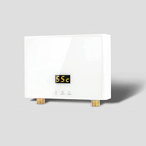 Mini Durchlauferhitzer Tankless, 220V Küche Durchlauferhitzer mit LED Digitalanzeige Panel, Elektronischer Dusche Warmwasserbereiter Energie Sparen (5500W Weiß)