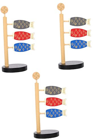 Tofficu 3 Piezas Decoración De Serpentina De Carpa Manga De Viento Para Carpa Mini Regalos De Libra Manga De Viento De La Carpa Japonesa Decoración De Estantería Sushi De Madera