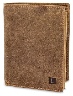 LEDEROW Geldbörse Herren Leder Hunter Braun - Hochformat Geldbeutel inkl. Geschenkbox - Männer Portemonnaie RFID Schutz mit Münzfach - Portmonee Wallet Brieftasche Mann groß (Hunter Braun)