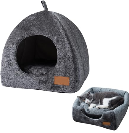 Casa para Gatos 2 en 1 Interior - Cueva Plegable con Cojín Extraíble