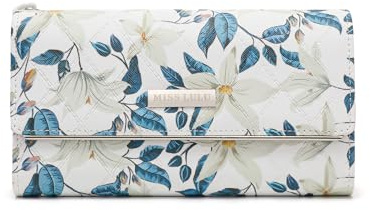 Miss Lulu Purses for Women Floral Print Large Capacity Ladies Wallet | Elegant Floral Print PU Leather Zipper Long Purses with 12 Card Slots & Coin Phone Pocket