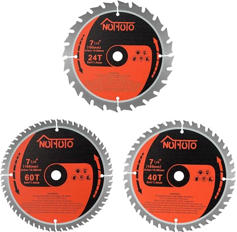 7-1/4 Circular Saw Blade Fine Finish for Woodworking, 24T&40T&60T, 3PACK