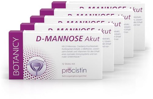 BOTANICY D-Mannose + Cranberry Akut - Bei Blasenentzündung & Harnwegsinfektion - PROCISTIN® D-Mannose-Pulver mit Cranberryextrakt - inkl. Löwenzahn, Ohne künstliche Zusätze & Gentechnik
