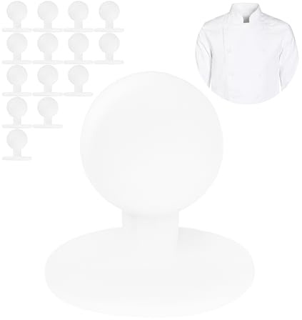 Botones redondos para chaquetas de cocinero, 15 piezas, en blanco, 19 x Ø 12,5 mm exterior, botones de cocinero uniforme, botón de bola chaqueta de cocinero, botones de cocinero chaqueta de cocinero