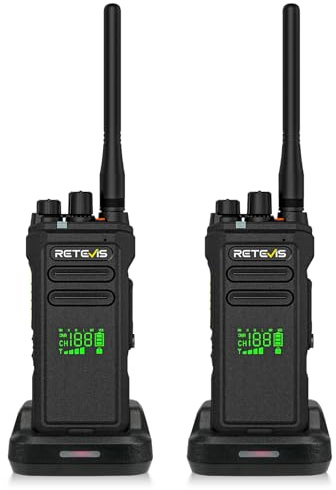 Retevis NR30D DMR Walkie Talkie Digital, Tvåvägsradio Med Lång Räckvidd Kompatibel med AES256, AI Brusreducering, IP67, Hög Effekt, 2800mAh, Vattentäta Walkie Talkies För Säkerhetsteam (Svart, 2 st)