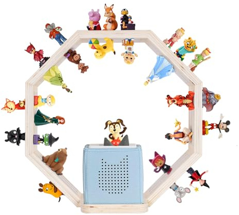 Todeco Tonie-Regal für Toniebox Hörfiguren, Magnetische Aufbewahrung für 60-70 Tonie, Wandregal und Schreibtischregal, Kinderregal für Mädchen & Jungen, Kleines Achteck