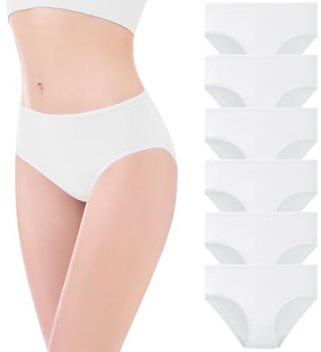 Channo Slips ou Culottes Femme Coton : Lot de 6 Moyenne Douceur Extensible Blanco 3XL