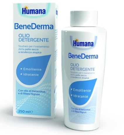 Humana BeneDerma Olio Detergente, 250 ml, Detergente Delicato per Pelle Secca e Sensibile, con Olio di Girasole e Ribes Nero