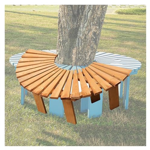 Halvcirkelformad Trädbänk, Massivt Trä Runtomgående Sittplats, For Bakgårdar, Poolkant, Park, Innergård, Uteplatser, Gräsmatta(Color 1)