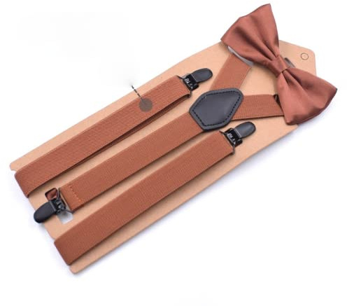 1 set 2,5 * 110 cm modehängslen och slips 3 klämmor hängslen Man Vintage Casual bröllopsbyxor Rem(Camel)