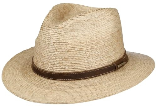 Stetson Dalespring Chapeau Traveller Paille Protection UV UPF 40 Bande Cuir Homme Printemps Ete