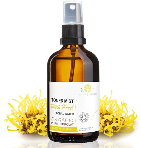 Ekologisk hamamelis vatten uppstramande ansiktstonika 500 ml med hasselrengöringsmedel och porreducerare fet och känslig hud eliminerar orenheter