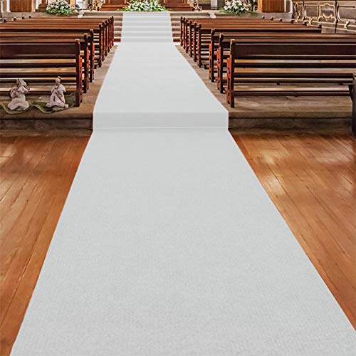Floordirekt Gangläufer 200 x 100 cm, Weiss 110 - Hochzeitsläufer - Hochzeitsteppich - Premium Teppichläufer - Messeteppich - VIP Eventteppich - Schwer entflammbar