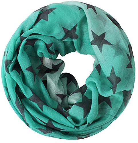 Gloop Loop schal leichterLangschal mit Sterne Muster Schlauchschal Tuch Viele Farben
