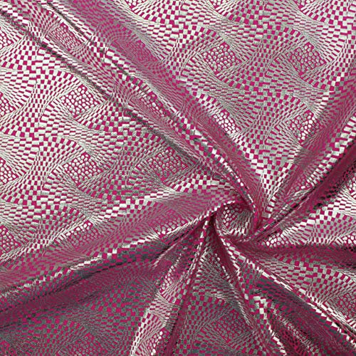 ALMACENES CASA ANGEL Tejido Lycra Fucsia Estampada con Estera DE Curvas Serie Yuri Ancho 150cm por Metro (Fucsia, 1 Metro)