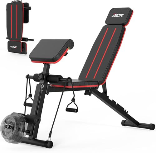 JOROTO Verstellbare Hantelbank, Klappbar Trainingsbank, 350KG Last Krafttraining Bänke für Home Gym Ganzkörpertraining, Römischer Stuhl Hantelbank, Rückentrainer