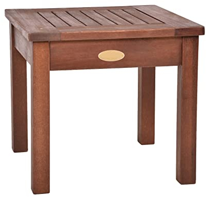 Spetebo Eukalyptus Beistelltisch 40 cm - Dunkelbraun - Kleiner Gartentisch aus Massivholz - Tisch für Balkon Terrasse Garten Blumen Pflanzen Deko