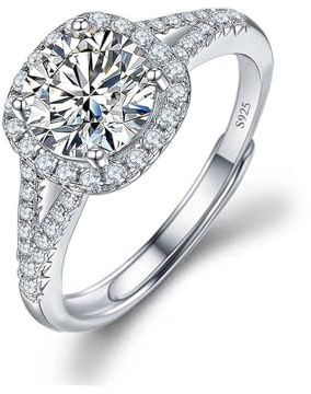 TOEECY Ringe Frauen 925 Sterling Silber Ring Zirkonia Moissanite Diamant Schmuck Verstellbarer Eternity Rings Geburtstagsgeschenk Verlobungsring Eheringe Paar Freund Mädchen (#2)