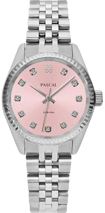 PASCAL Timeless Classic Diamond Watch for Men Women– Swiss Quartz Watch with Lab-Grown Diamonds, Sapphire Crystal, Elegant Dress Watch Gift,3 ATM Water Resistant (Pink, 31)